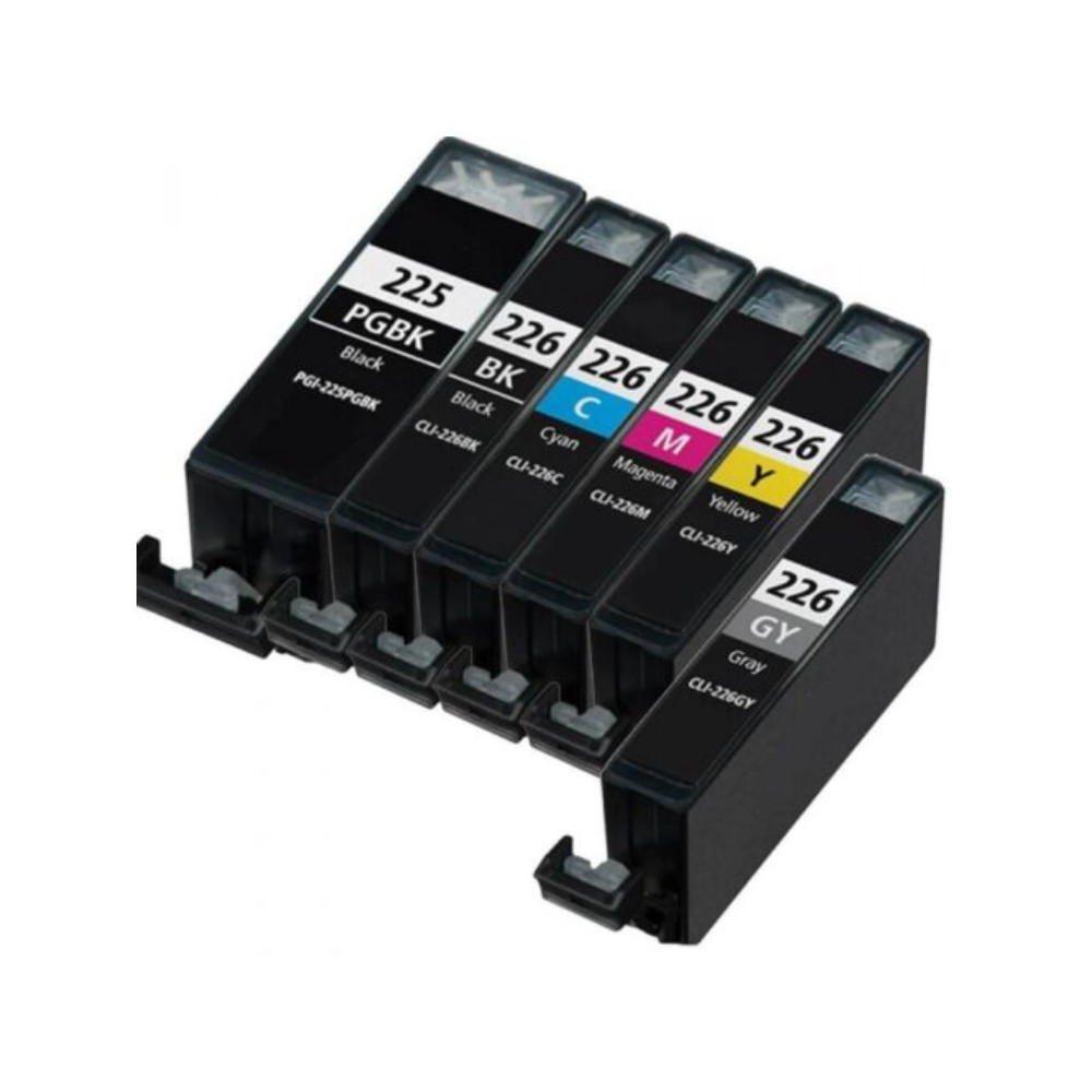 6 NEW INK WITH CHIP FOR CANON PGI225 BK CLI226 B/C/M/Y/Gray Pixma MG6120 MG8120