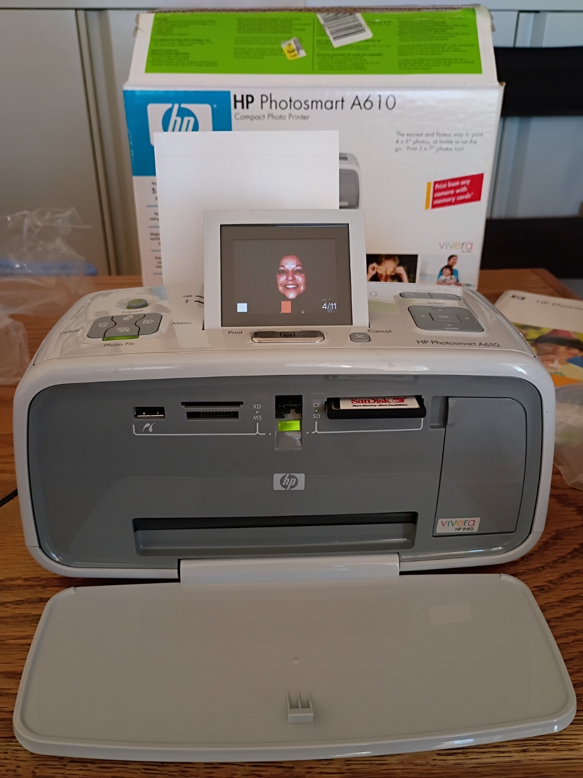 HP Photosmart A610 Compact Color Photo Inkjet Printer, Photo Paper, Tested