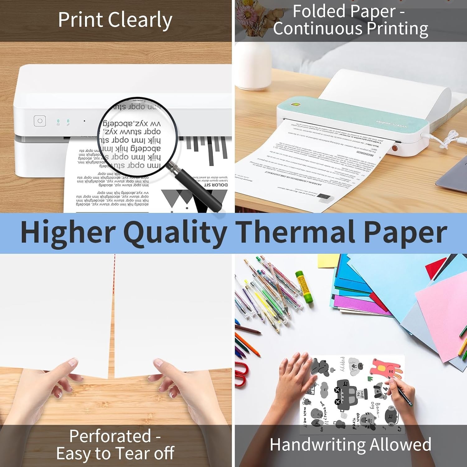 100-2000 Sheets Thermal Printer Paper 8.5”×11” US Letter Size Fanfold Paper