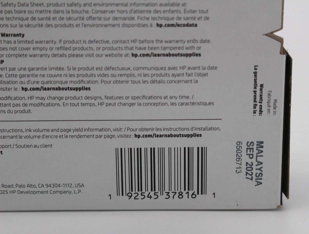 HP 910XL Black Ink Cartridge Genuine OEM (3YL65AN) – EXP 2027