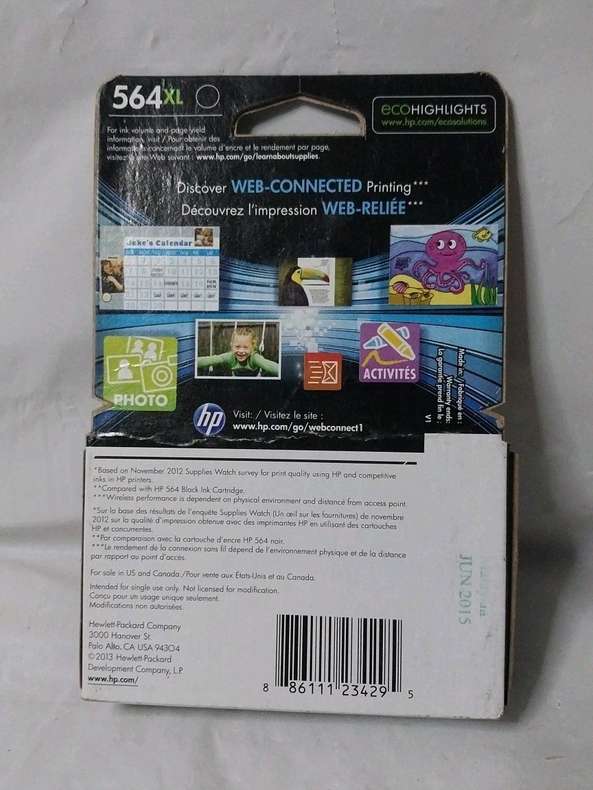 New HP 564XL CN684WN High Yield Black Ink Cartridge Exp 05/2015