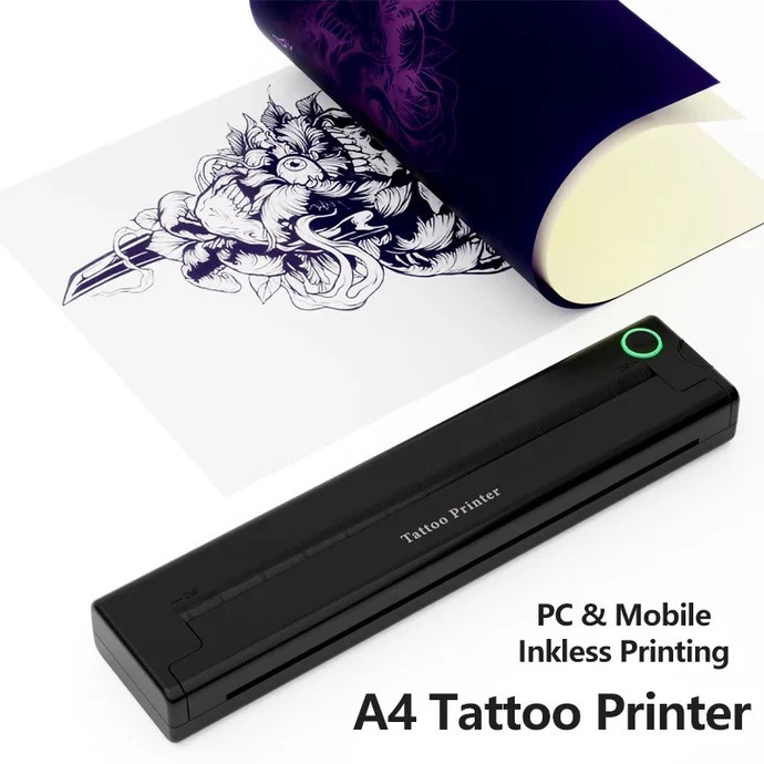 Mini Portable A4 Thermal Printer Bluetooth Tattoo Stencil Document Printer