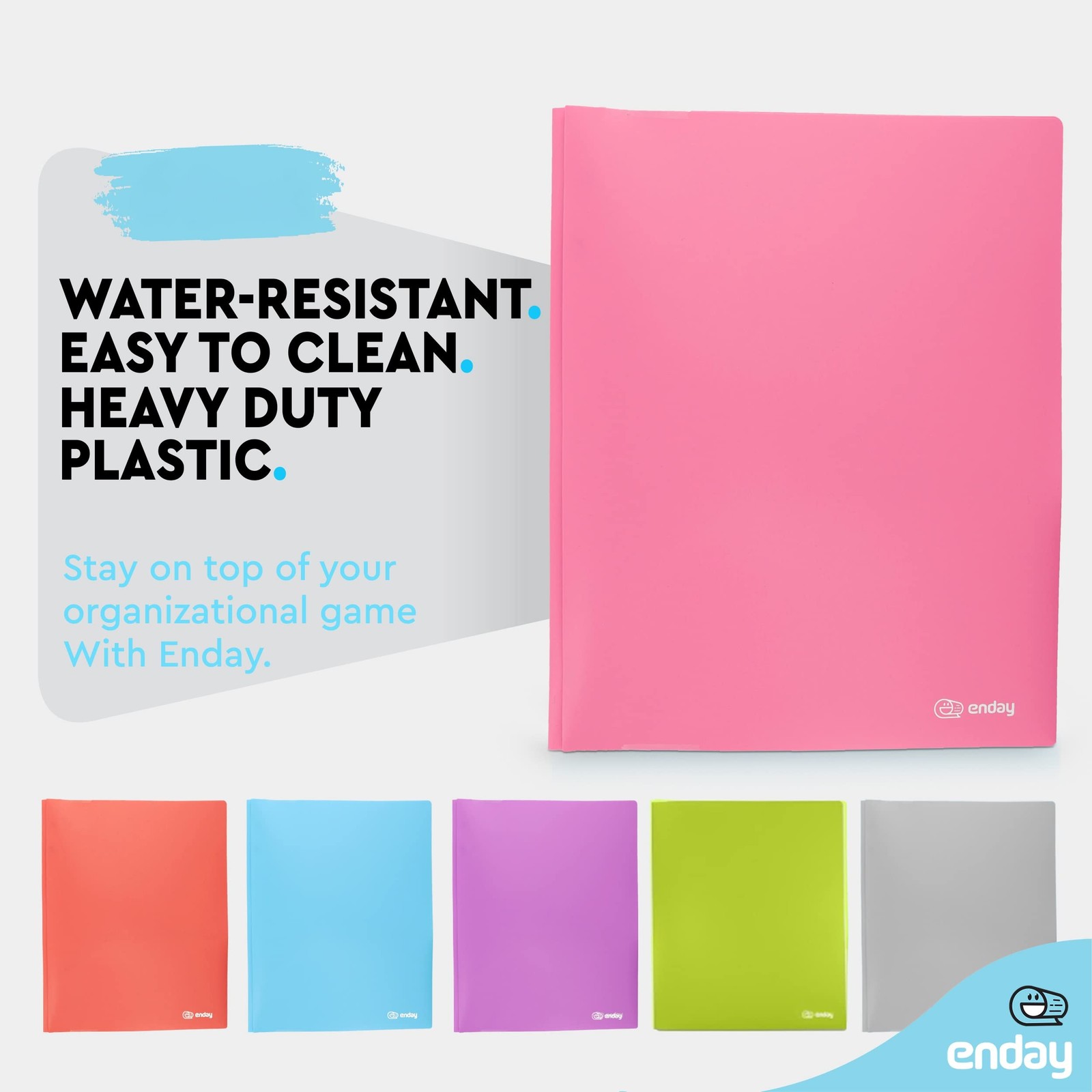 Plastic Folder Two Pocket 3 Prong Pink Letter Size 1 Pc Enday 0552 Folders Brads