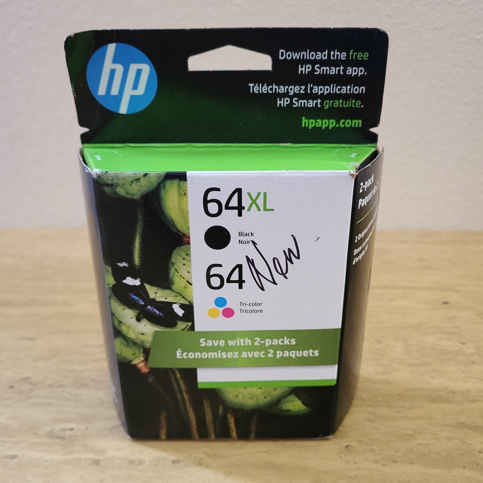 HP 64/64XL Ink Cartridges 2-Pack Black & Tri-Color New Sealed Warranty Exp 11/23