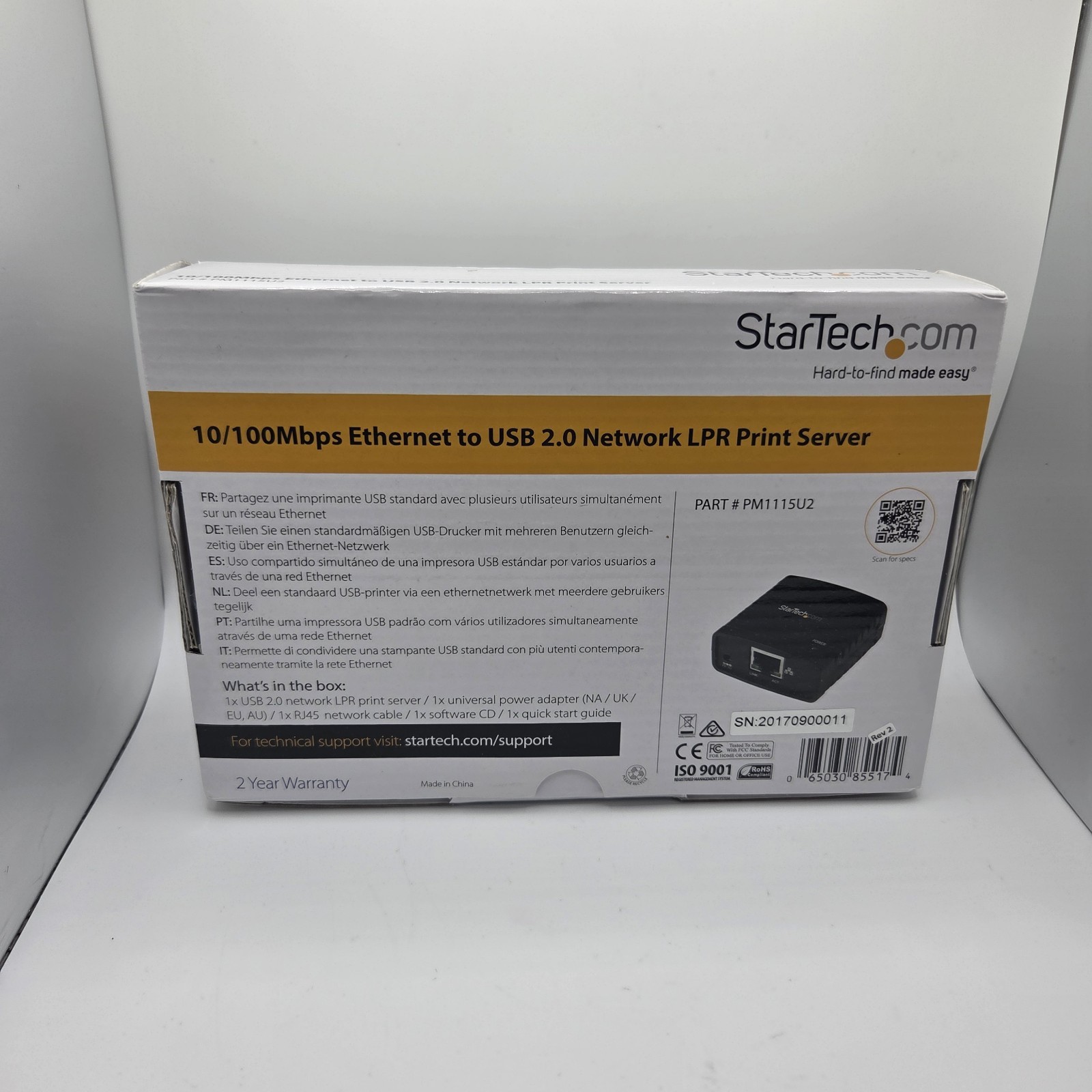 StarTech Network LPR Print Server 10/100Mbps Ethernet to USB 2.0 #PM1115U2