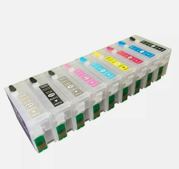 9 Empty Refillable Ink Cartridge T760 For SureColor SC-P600 with Chip NON-OEM