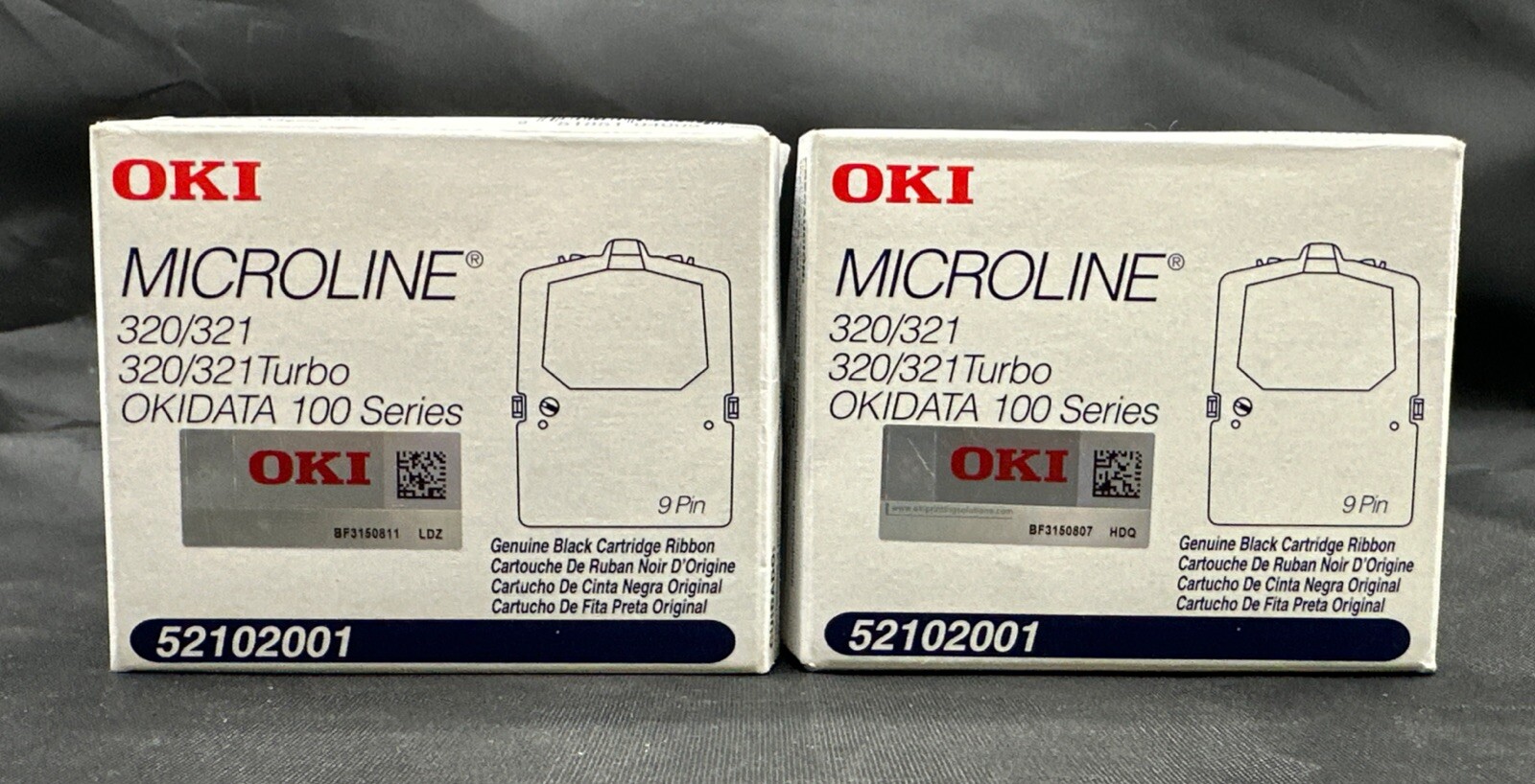 LOT 2x Genuine Okidata Microline 182/184/186/320/321 Ribbon 52102001