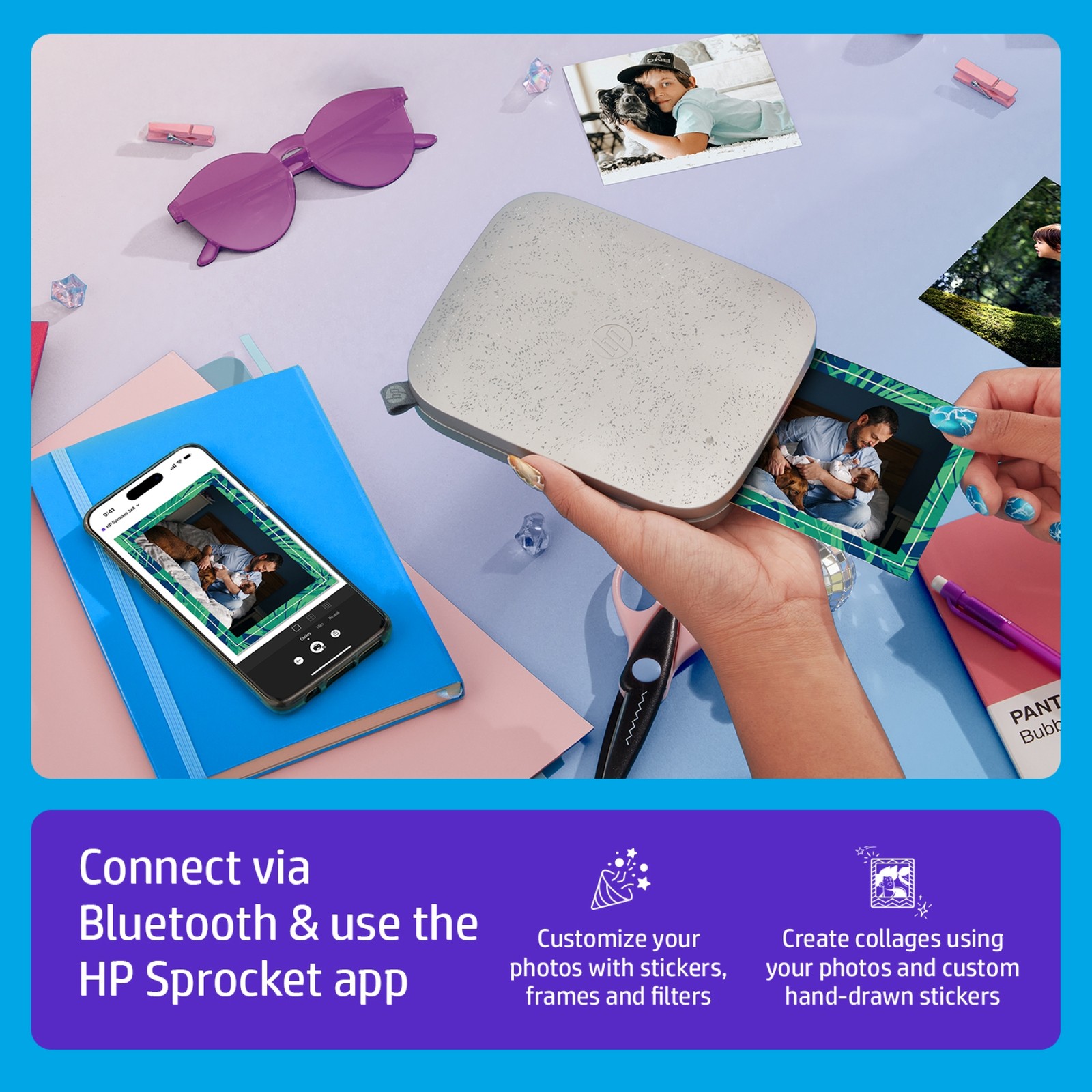 HP Sprocket Instant Photo Printer, 3×4″ Portable Printer for iOS & Android