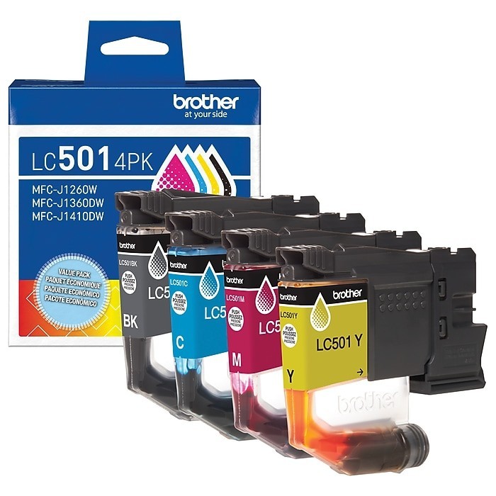 Genuine Brother LC501 Black/Cyan/Magenta/Yellow Ink Cartridge Original