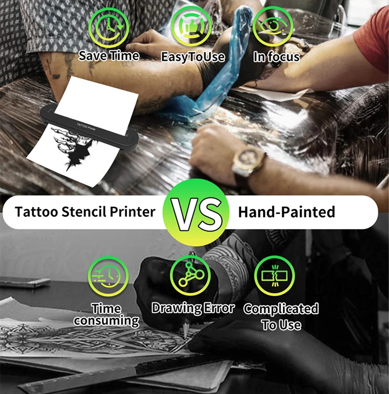 New Wireless Printer Tattoo Template Printer with 2000MAH Power Tattoo Printer