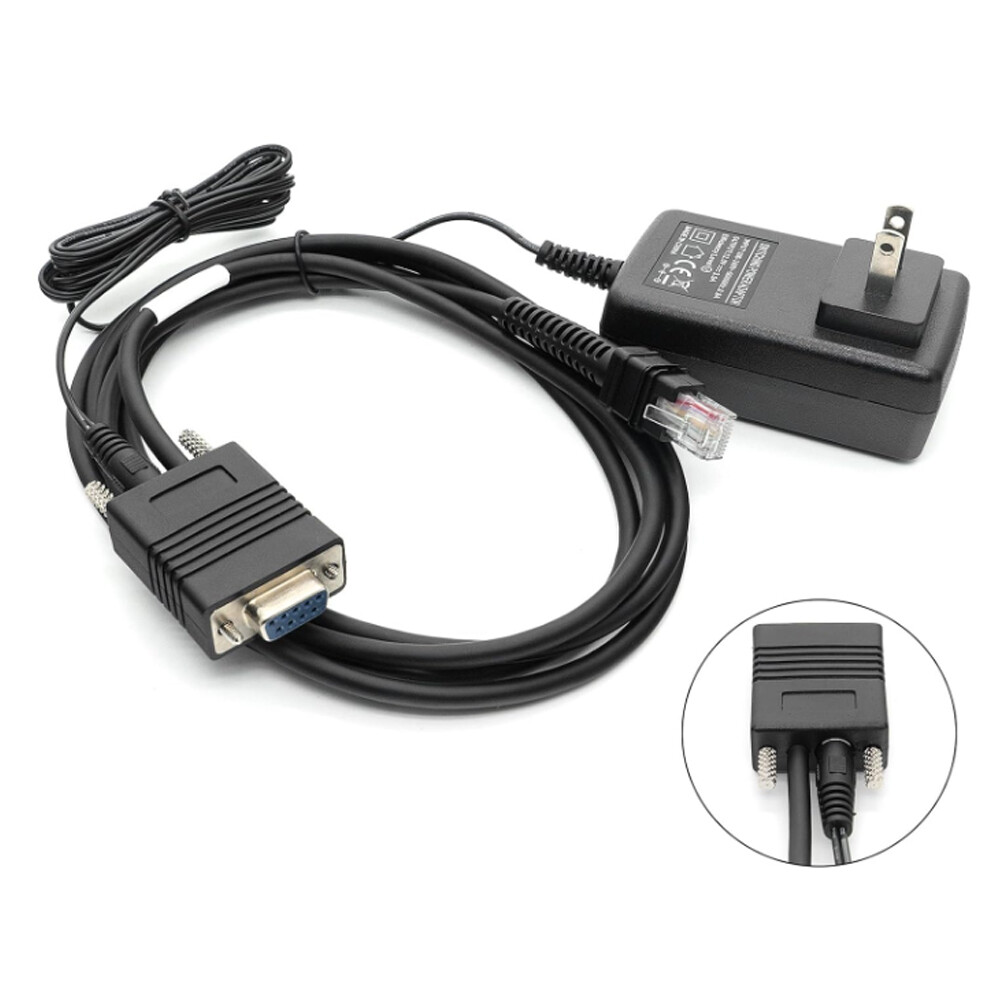 9Pin RS232 Serial Cable with 12V Power Supply For Zebra LI3678 DS3678 6.5FT(2M)