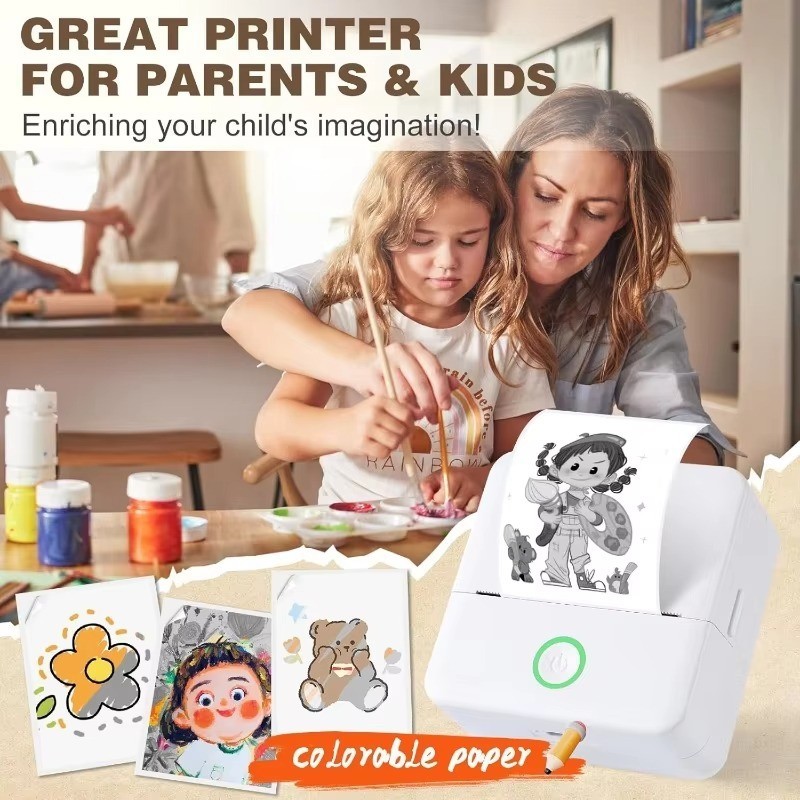 Bluetooth Thermal Mini Printer 57mm Pocket Photo Sticker Label Printer USB-C