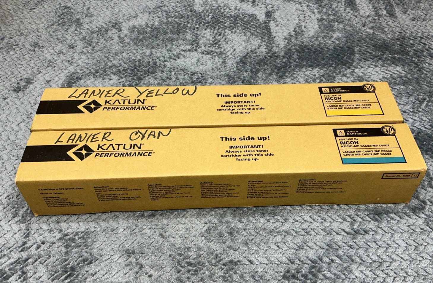 Katun Performance Ricoh MPC4502 C5502 Yellow Cyan Toner Lot 2