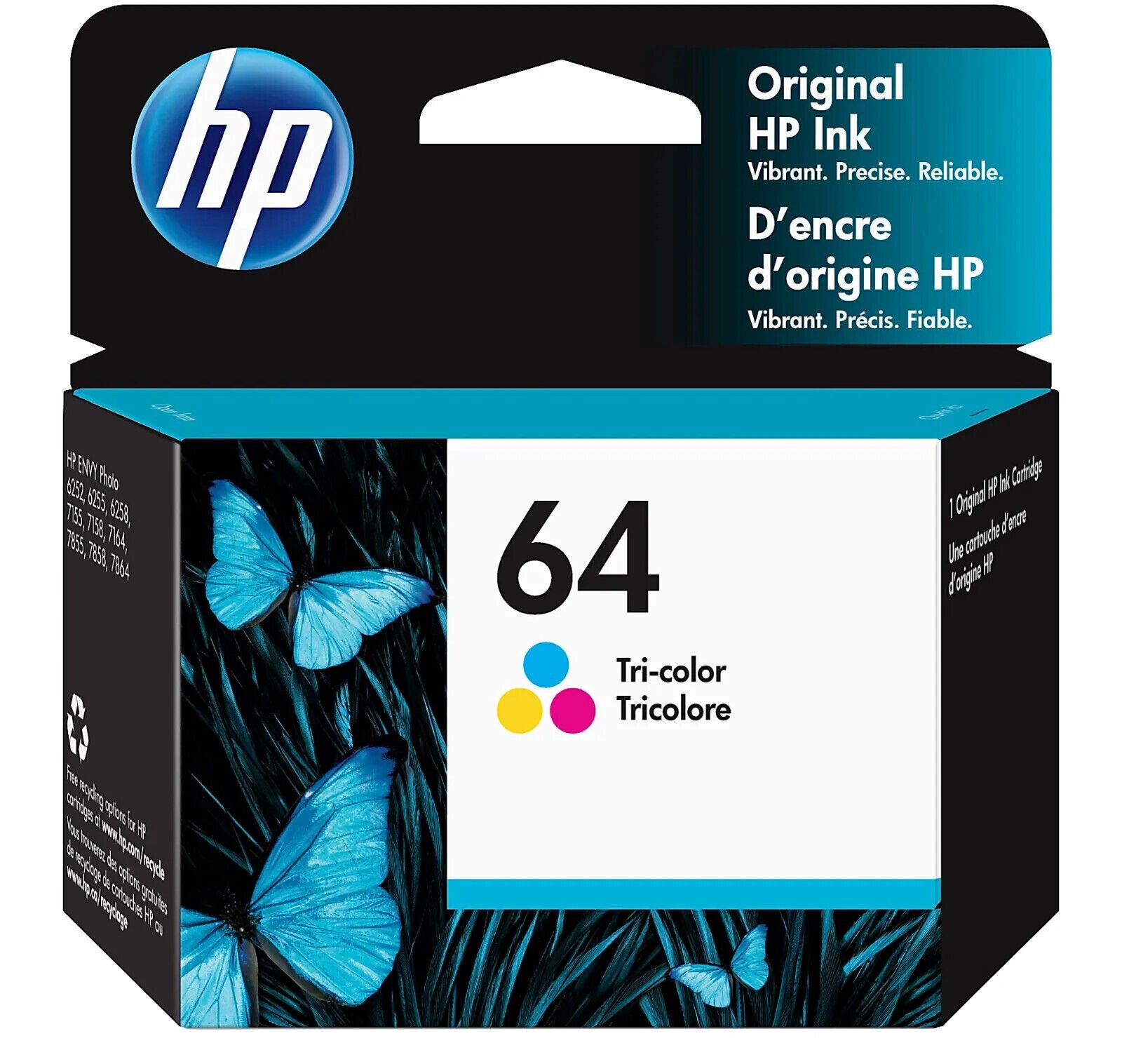 Original HP 64 color Ink Cartridge Works with HP ENVY 7950e Exp 12/2024