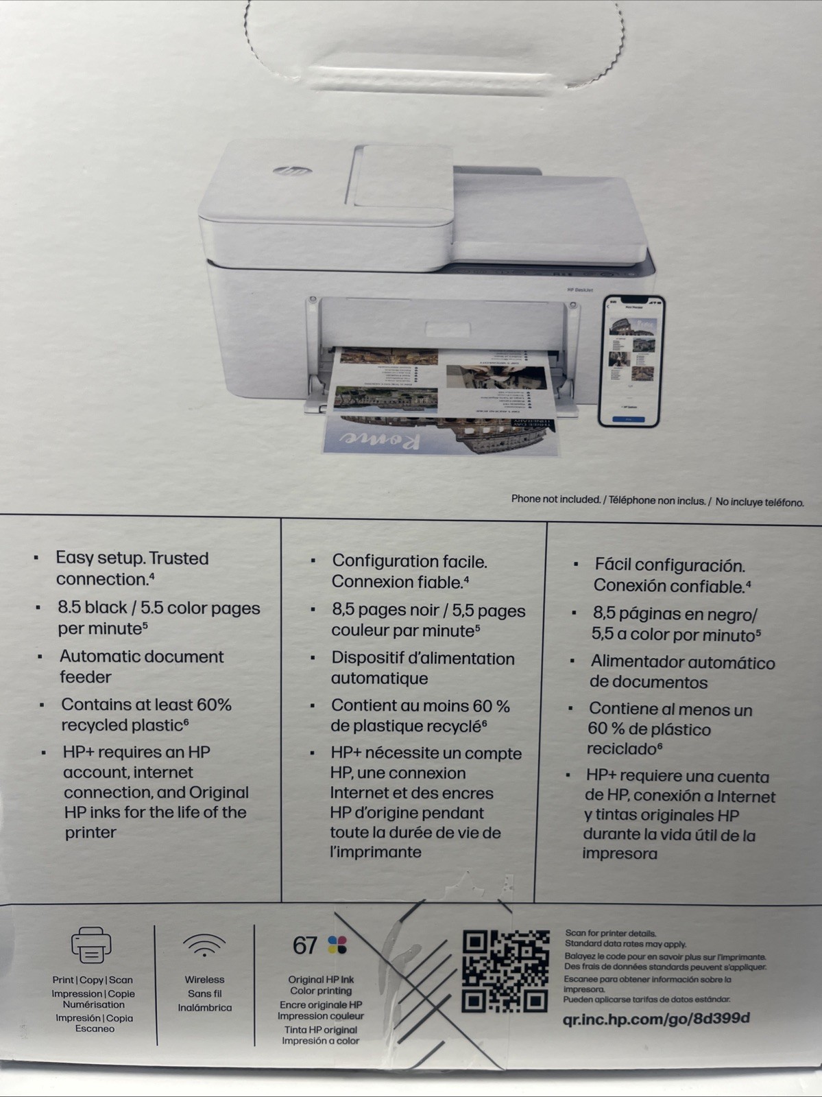 HP DeskJet 4255e Wireless All-in-One Color Printer Scanner Copier New