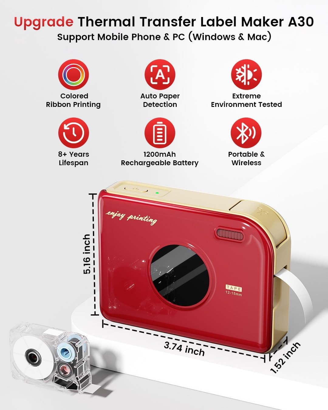 Phomemo A30 Mini Pocket Thermal Printer Wireless Bluetooth Inkless Printer