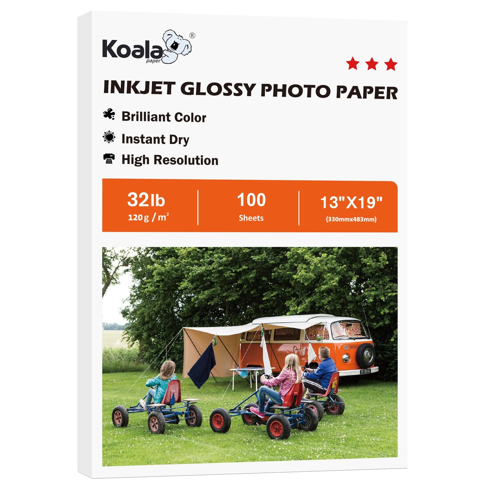 Koala Double Side Thin Glossy Photo Paper 13×19 Inch 120gsm 100 Sheets 32lb