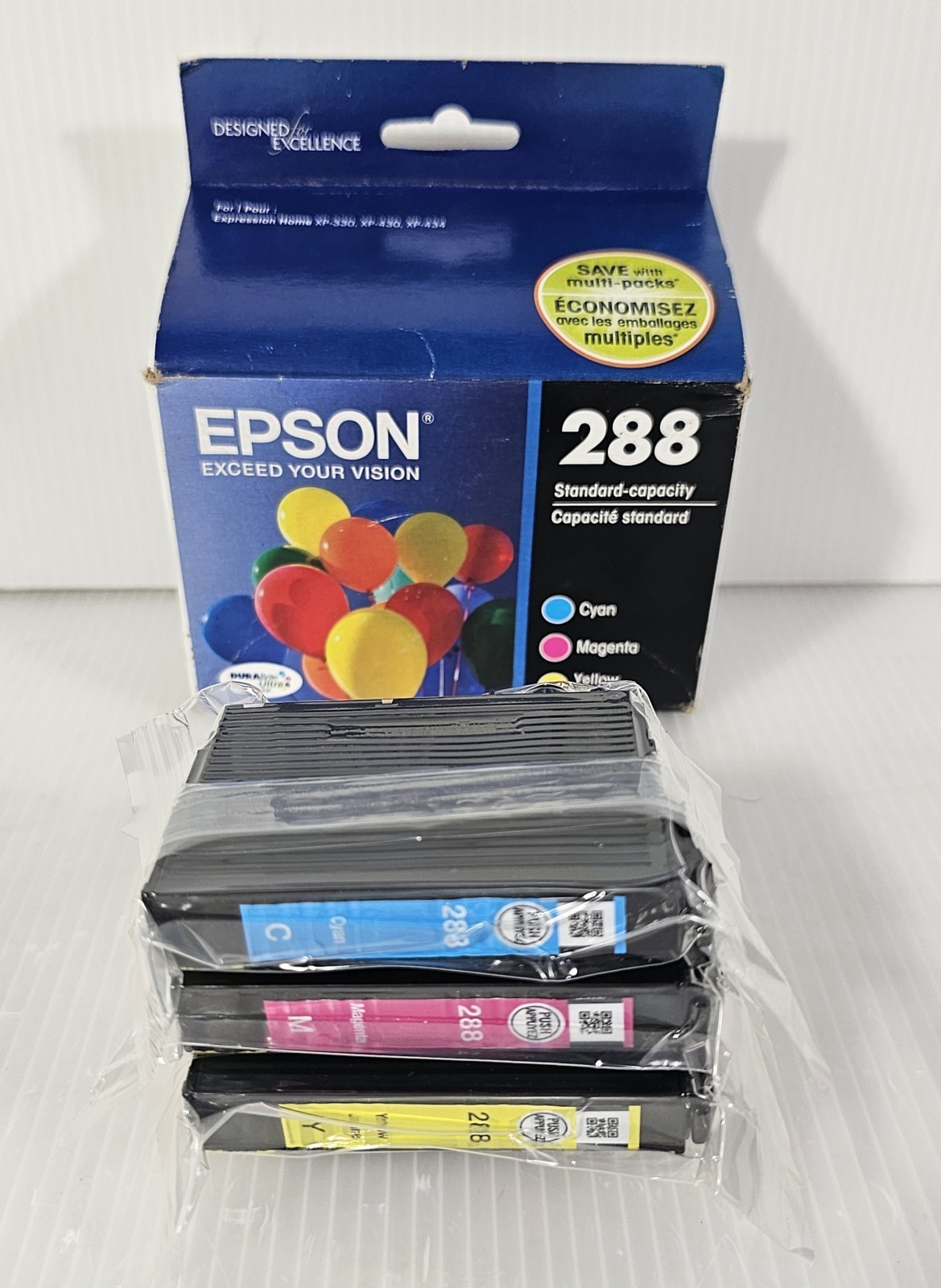 NEW Epson 288 Cyan Magenta Yellow 3-Pack Ink Cartridges Exp 12/2019