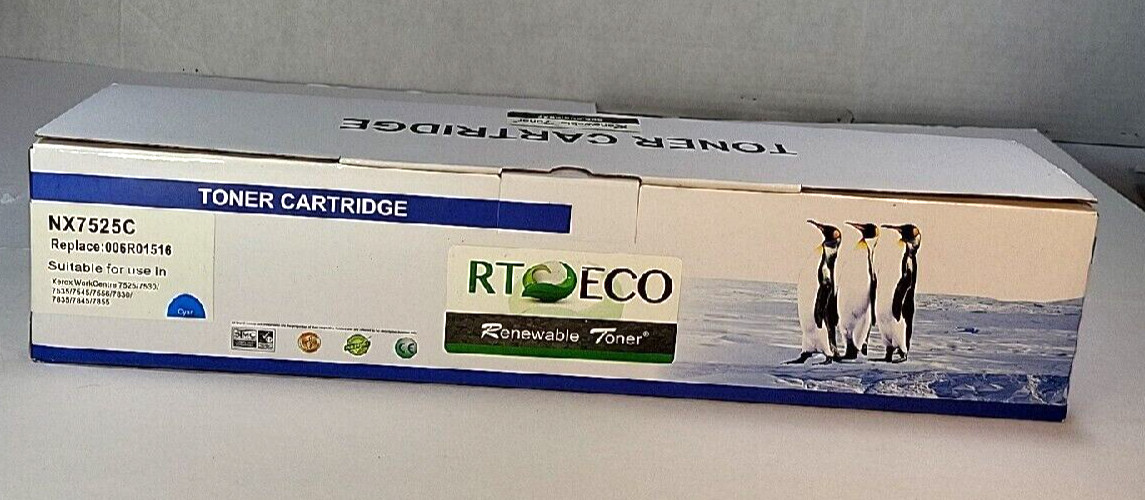 RT Eco Renewable Toner Cartridge for Xerox Work Center Cyan NX7525C New Open Box