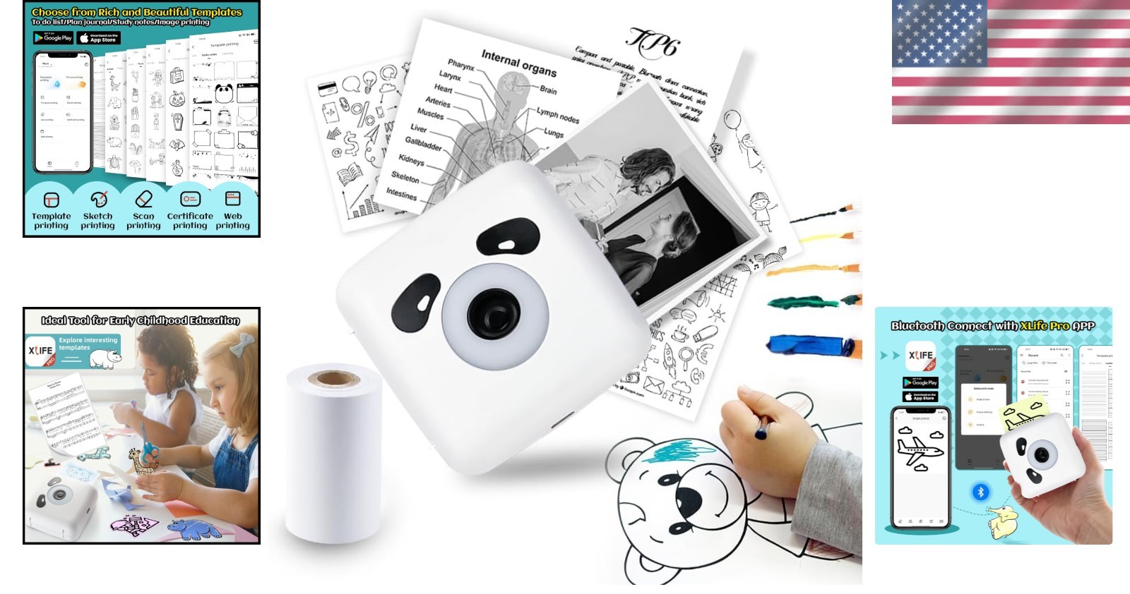 TP6S Mini Sticker Printer – 300DPI Thermal Pocket Printer for Creative Tasks