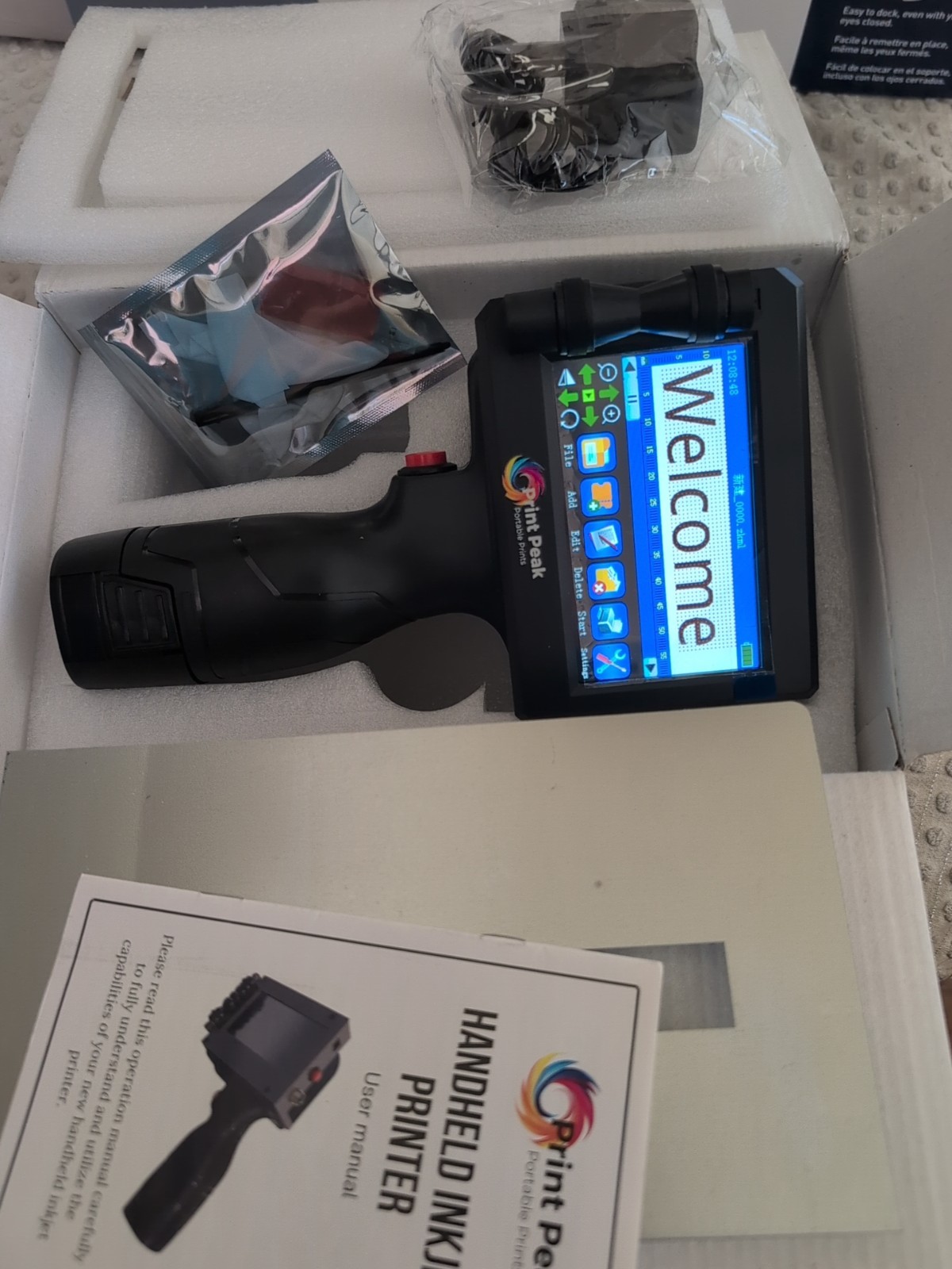 Print Peak Handheld Inkjet Printer For Multi-Surface 12.7mm/0.5″ ( Ink Not Incl)
