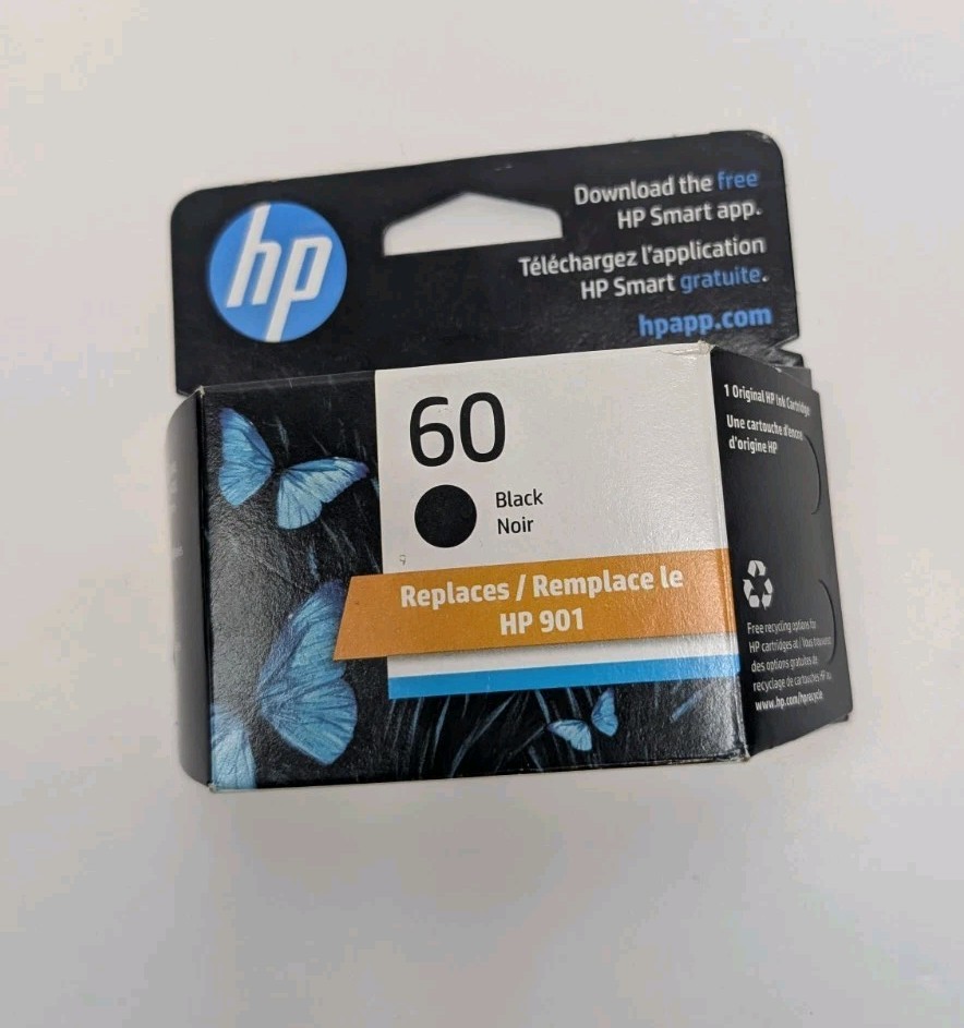 HP 60 Black Ink Cartridge OEM Original Exp May 2027