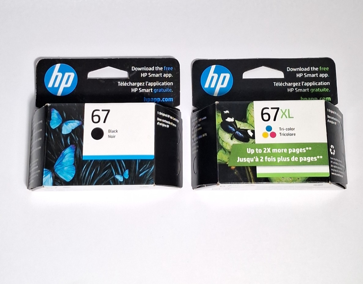 New Genuine HP 67 Black & 67XL Tri Color Ink Cartridges (Exp. 2025)