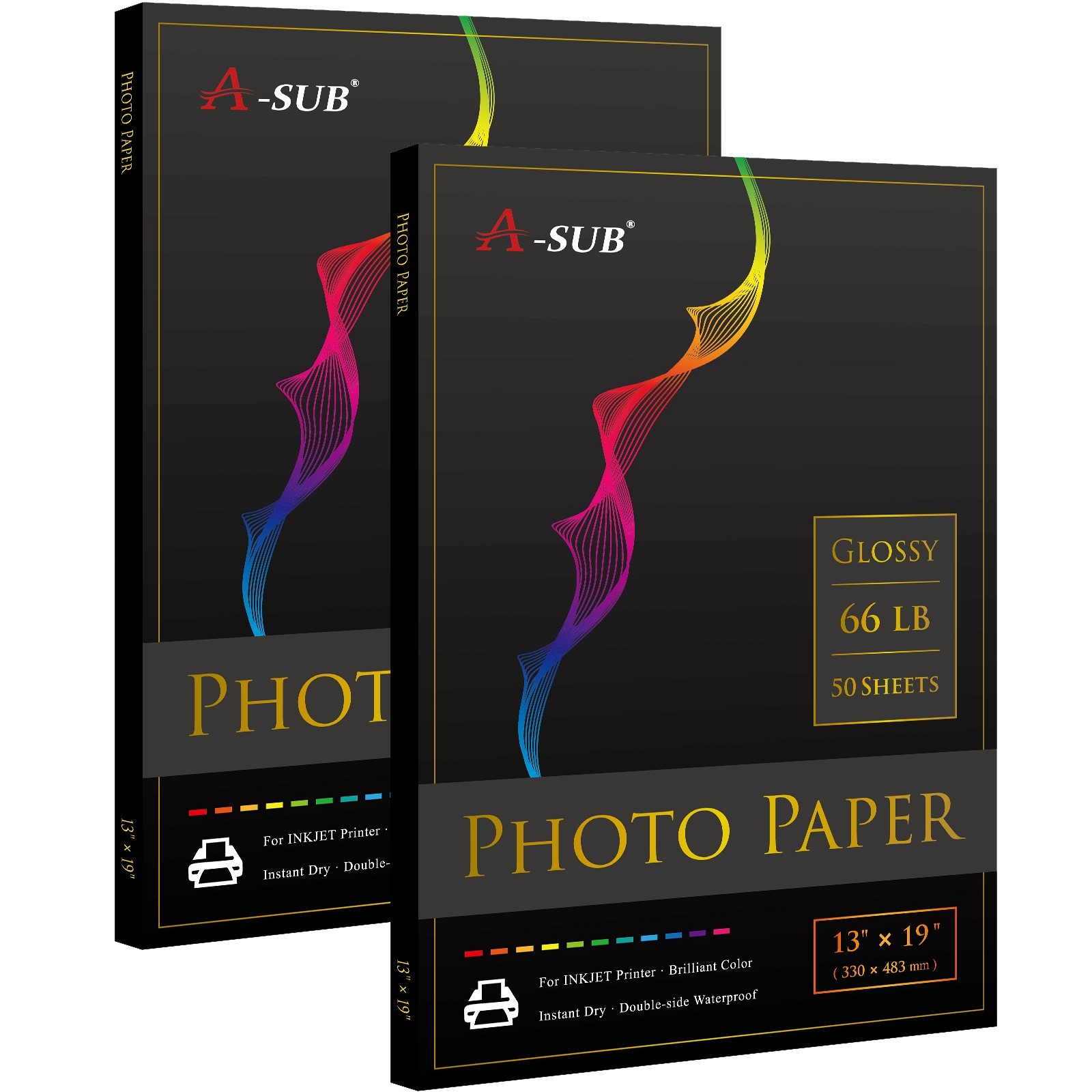 A-SUB Premium Photo Paper 13×19 Glossy 66 lb 100Ct Waterproof Inkjet Printer A3+