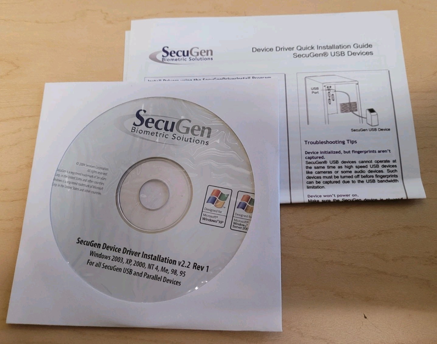 LOT OF 2 SecuGen BIiometric Fingerprint Scanner HGDUP2e – OPEN USED