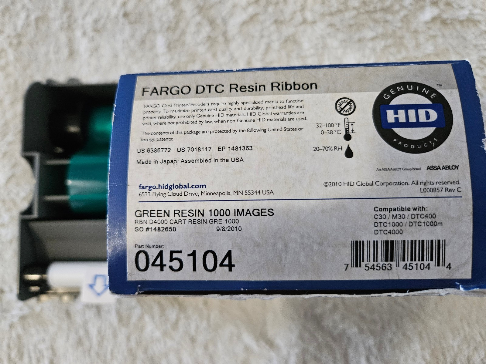 HID Fargo Single Color Resin DTC1000 DTC4000 Black Red White + Used Green Black