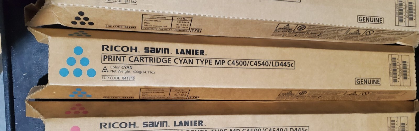 NEW OEM 841345 RICOH SL MP C4500/C4540/LD445C TONER CTG CYAN – FREE SHIPPING