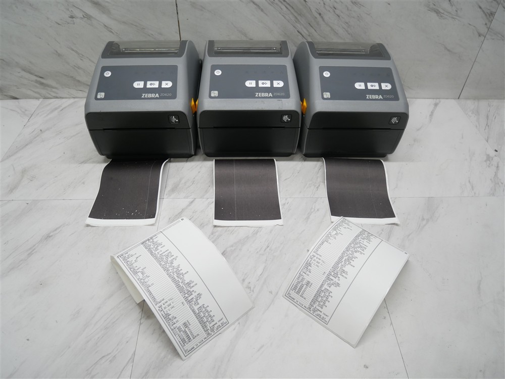 Lot of 3 Zebra ZD620 Direct Thermal Barcode Label Printer USB Bluetooth