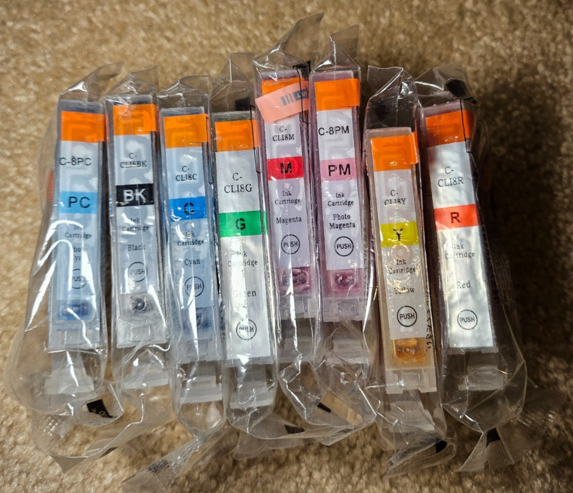 Generic Ink Cartridges Compatible With Canon Printers -CLI-8 Type Red Green Cyan