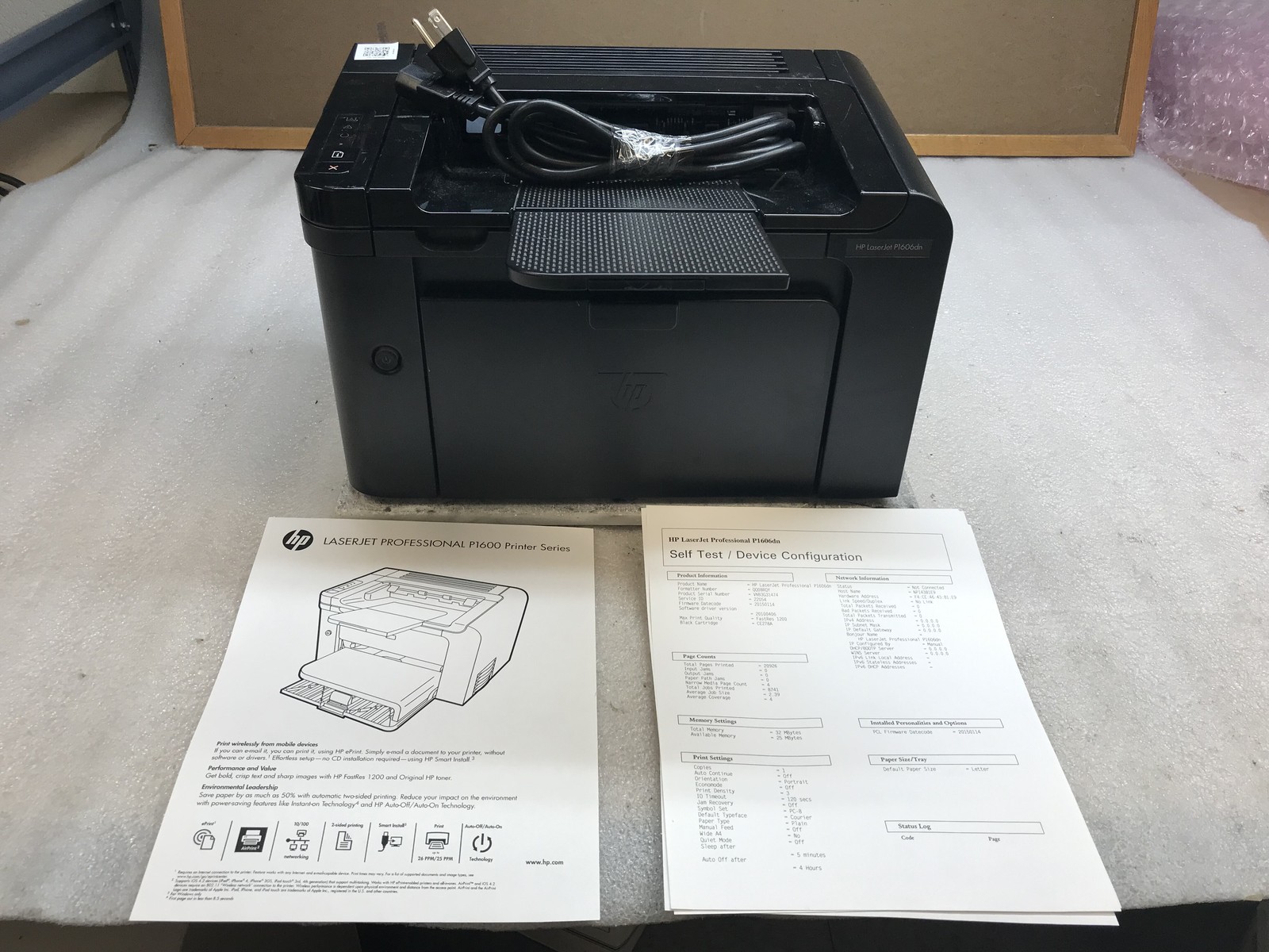 HP LaserJet P1606dn Network Monochrome Laser Printer 21k Pg Ct w/ Toner Incl
