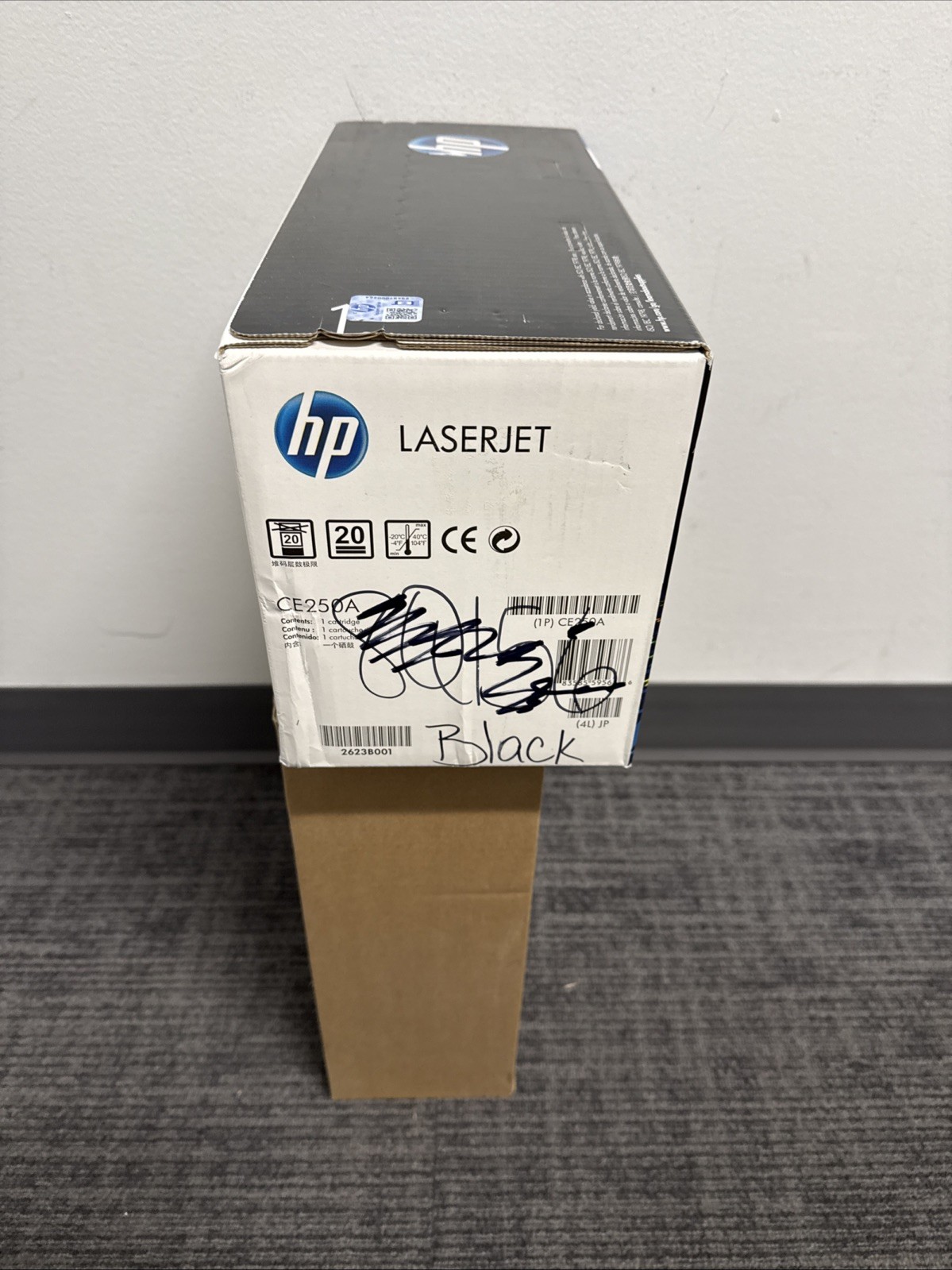 Genuine HP CE250A (504A) Black Toner Cartridge OEM Some Sharpie On Box