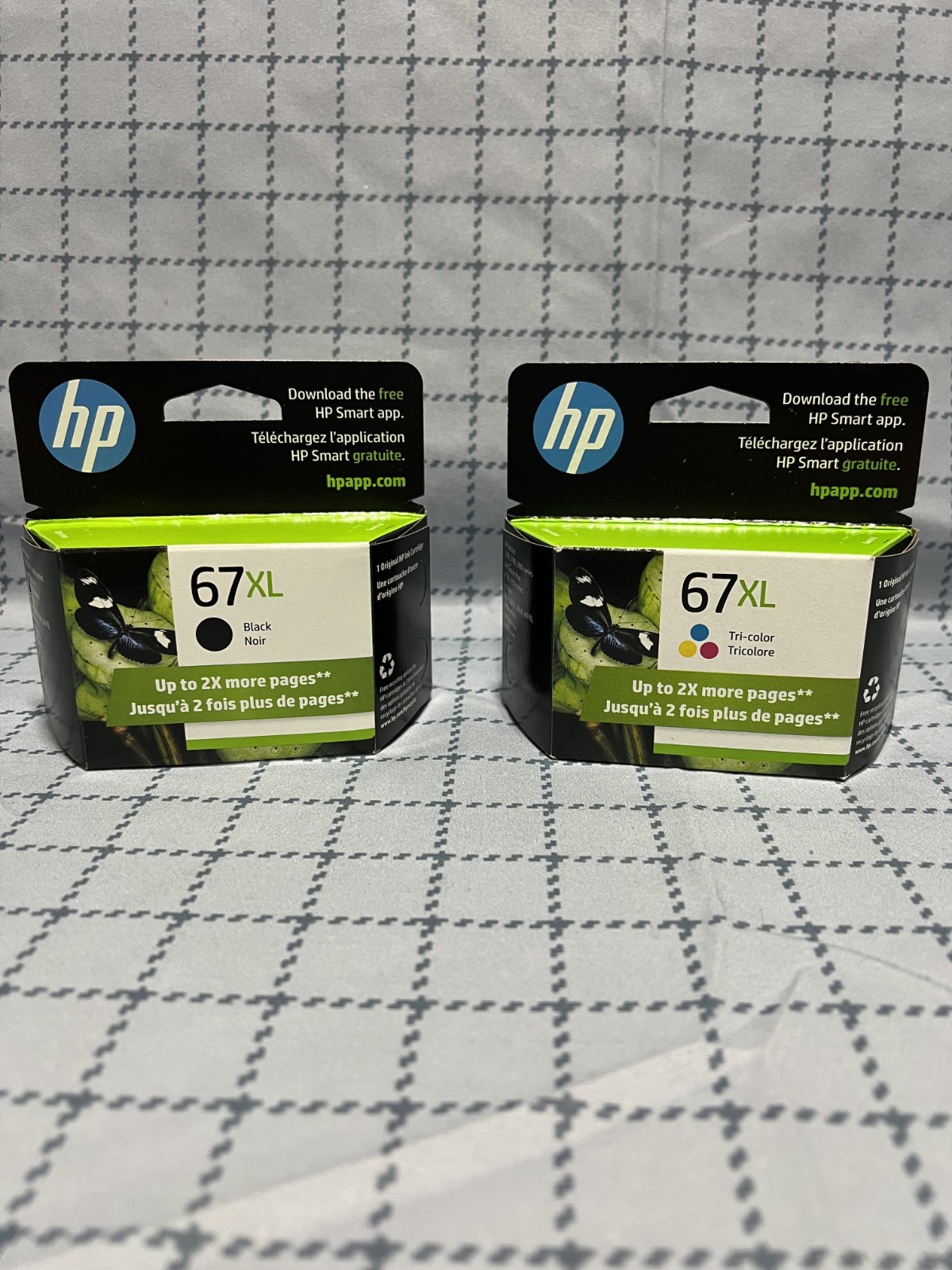 GENUINE HP 67XL Black & 67XL Tri Color ink cartridges New In Retail Box 1/2028