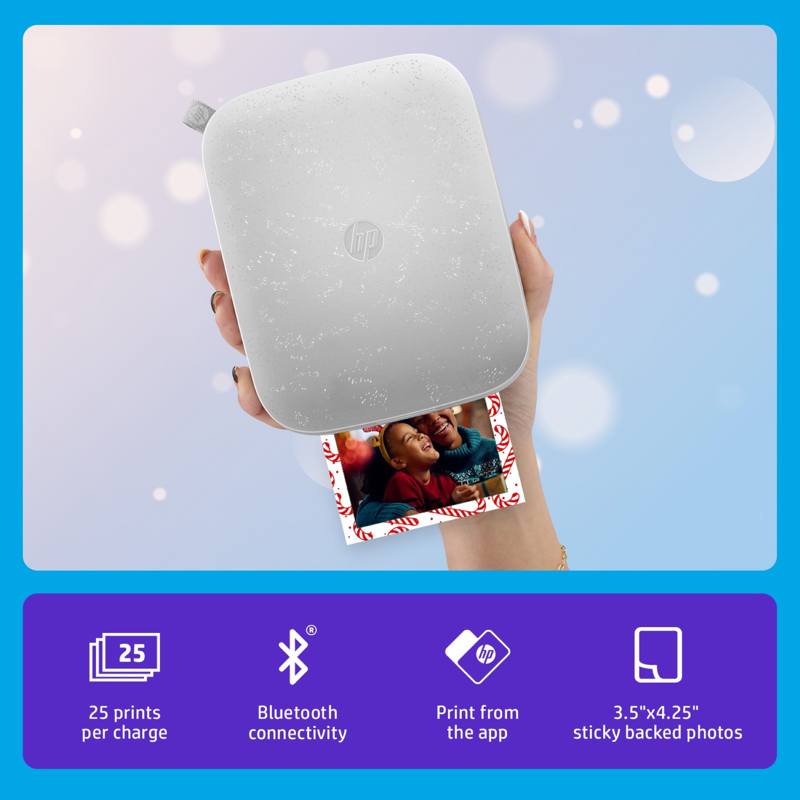 HP Sprocket Instant Photo Printer, 3×4″ Portable Printer for iOS & Android
