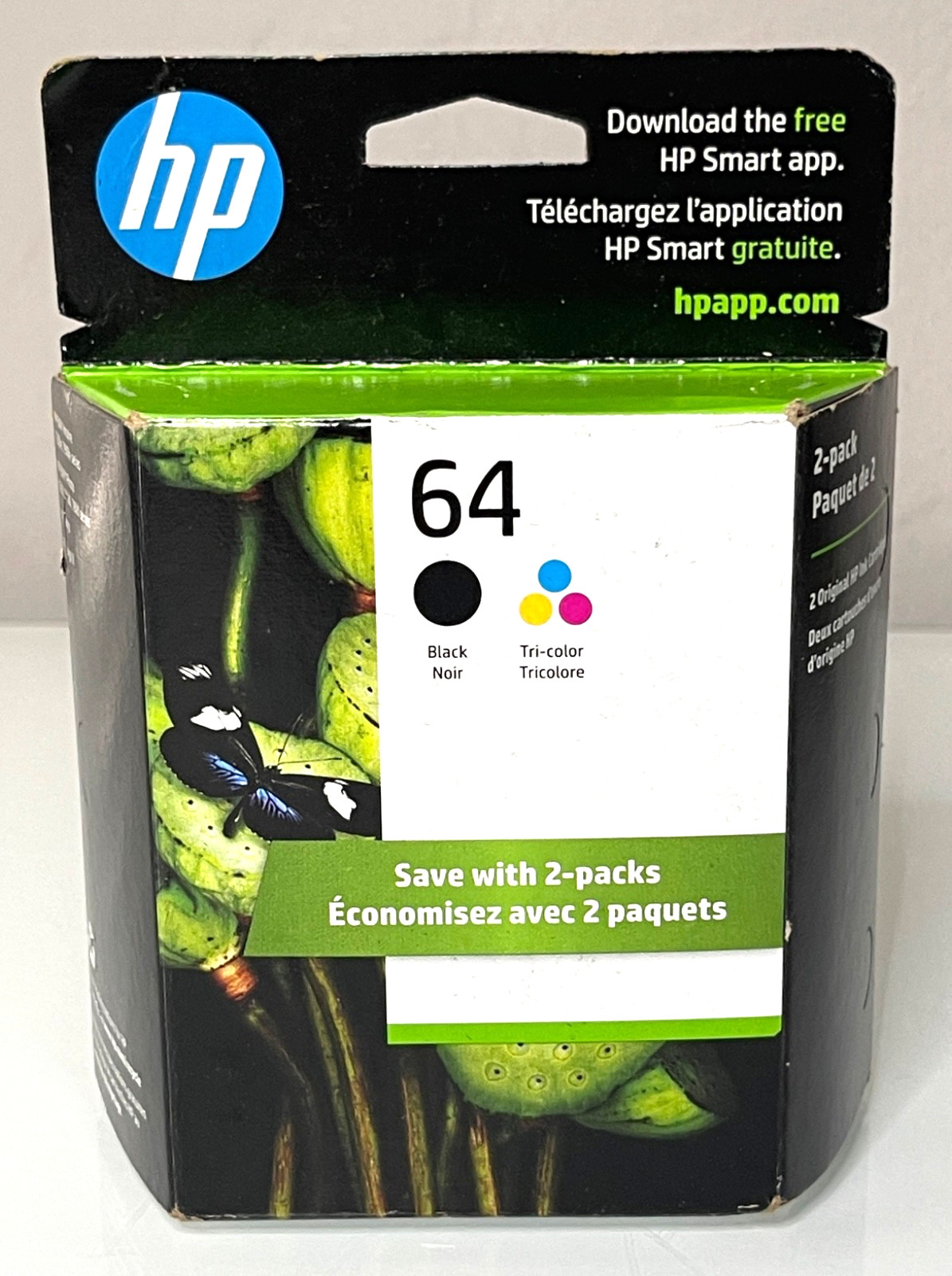 Genuine HP 64 Ink Cartridge Black & Tri-Color – 2 Pack – DEC 2023 – X4D92AN