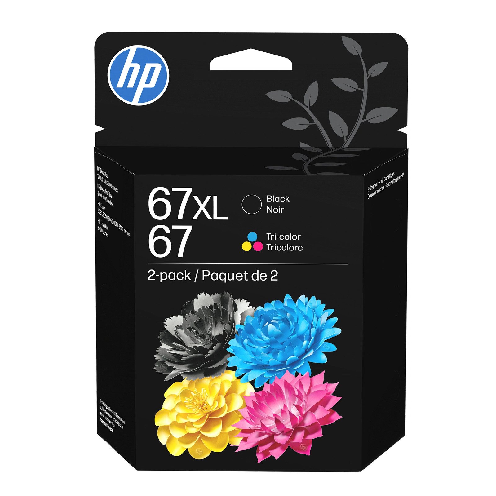 HP 67XL Original High-Yield Black/Tricolor Ink Cartridges (3YP30AN), 2PK