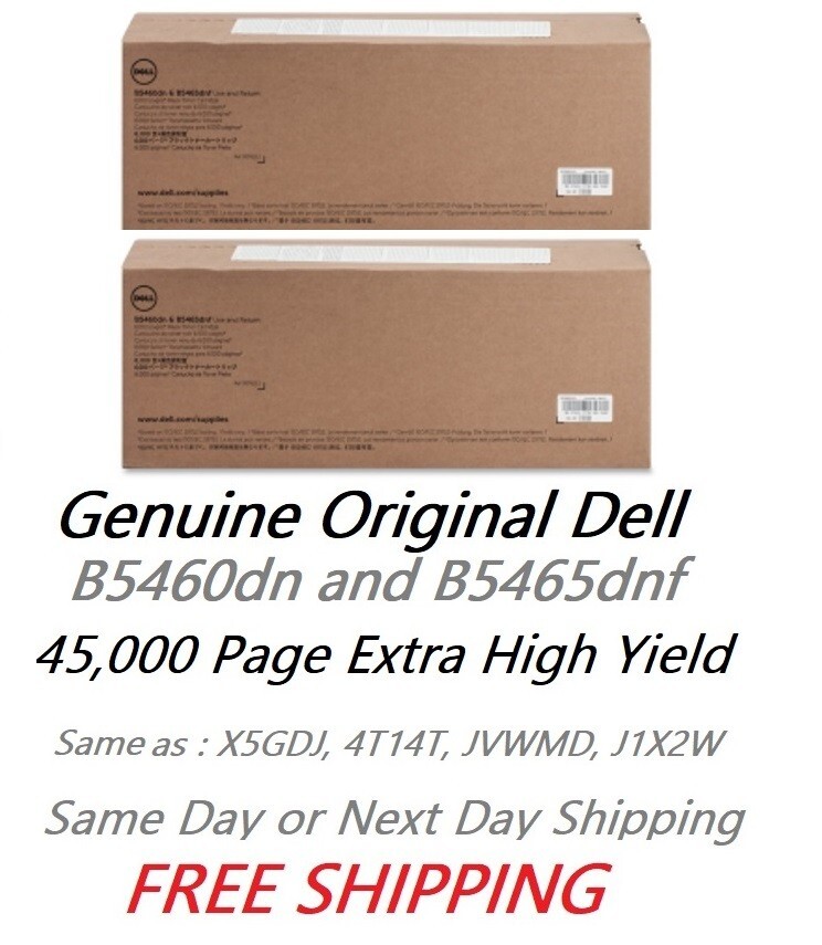 4 GENUINE SEALED DELL 03YNJ X5GDJ EXTRA HI YIELD TONERS B5460DN B5465dnf – MINT