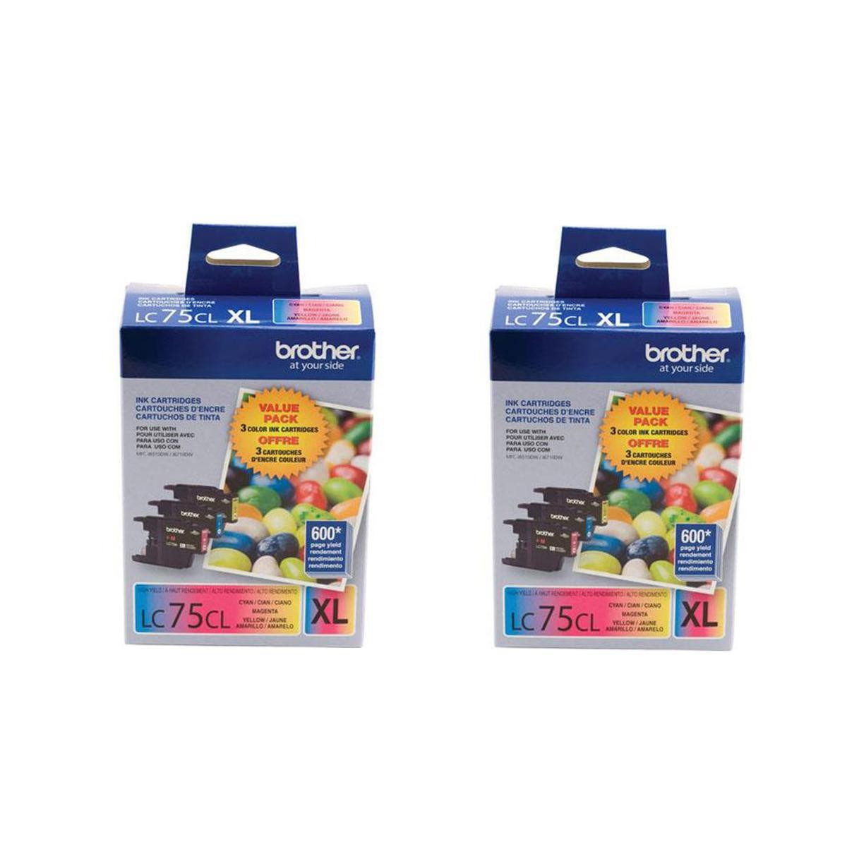 Brother 2 Pack LC75 Innobella XL Series High Yield Cyan, Magenta and Yellow Ink