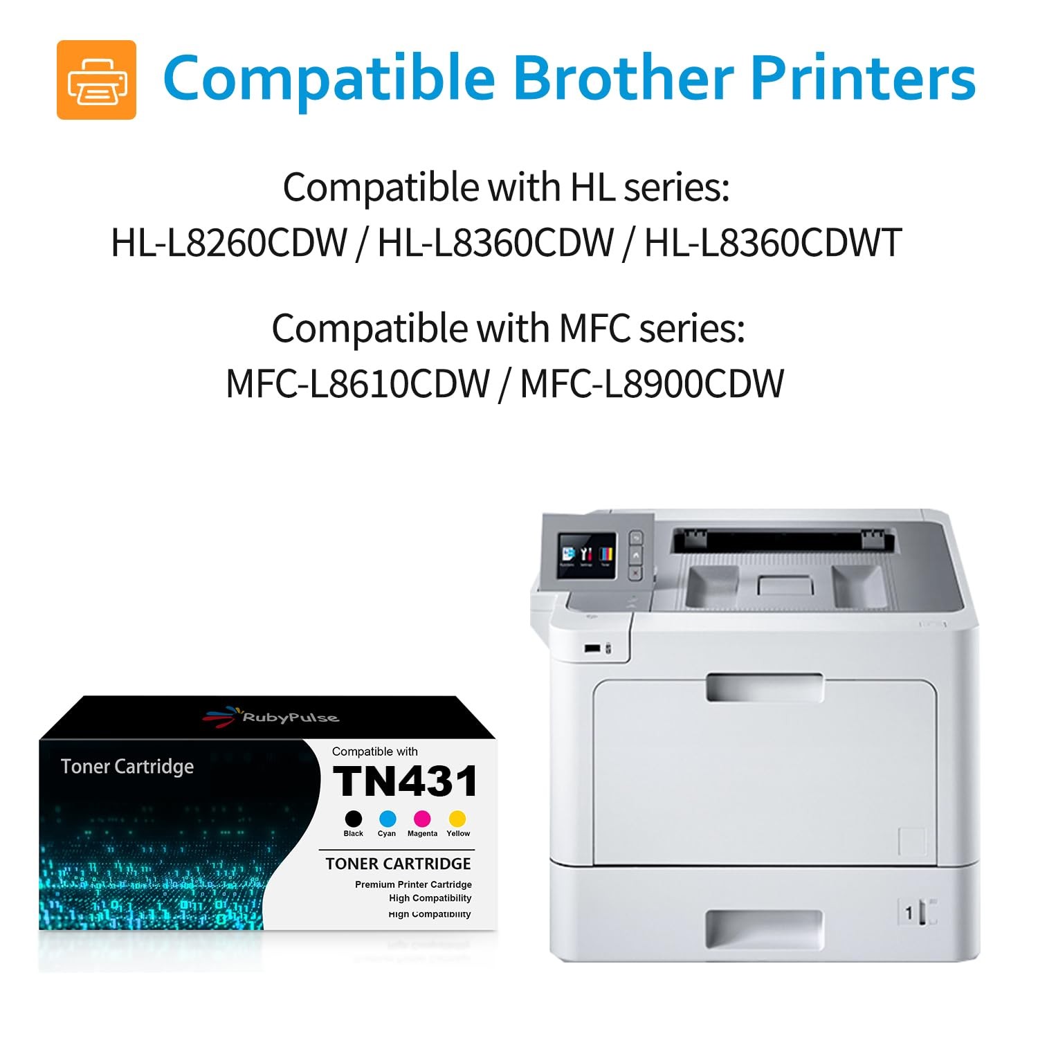 ** NEW Brother Toner | TN431 / TN-431 | Black / Color | Compatible | 4-Pack