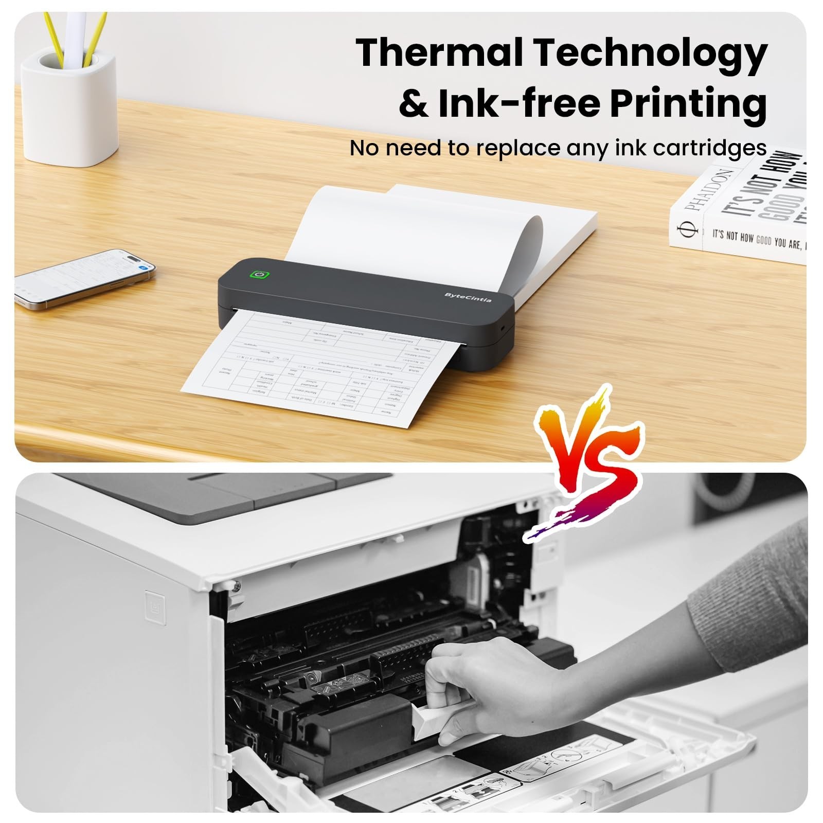 Portable Printer for Travel, Bluetooth Thermal Printer Supports 8.5 x 11 Inch…