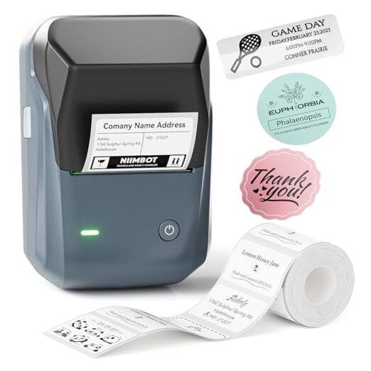 B1 Label Maker Machine with Tape, Thermal Label Printer Easy Blue Printer+Tape