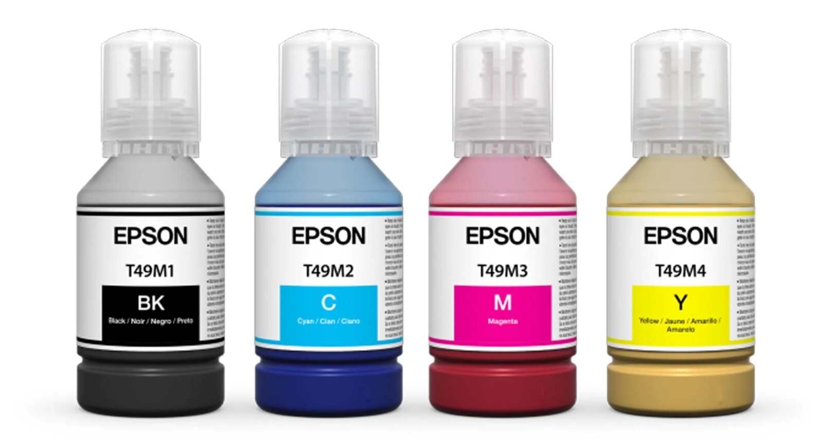GENUINE OEM Epson Dye Sublimation CMYK 140 ml 4-Ink Set For F170 & F570 (T49M)
