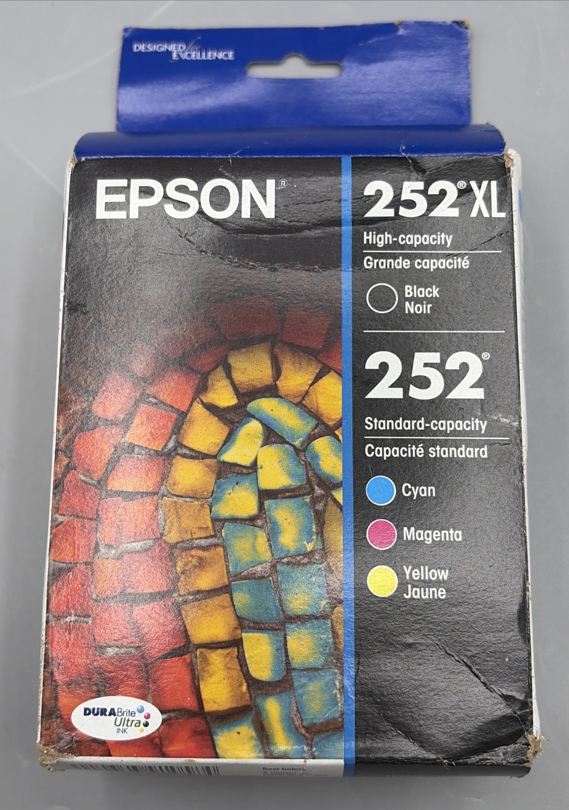 Genuine Epson 252XL Black & 252 Color Inks T252XL-BCS EXP 11/2027 – New SEALED