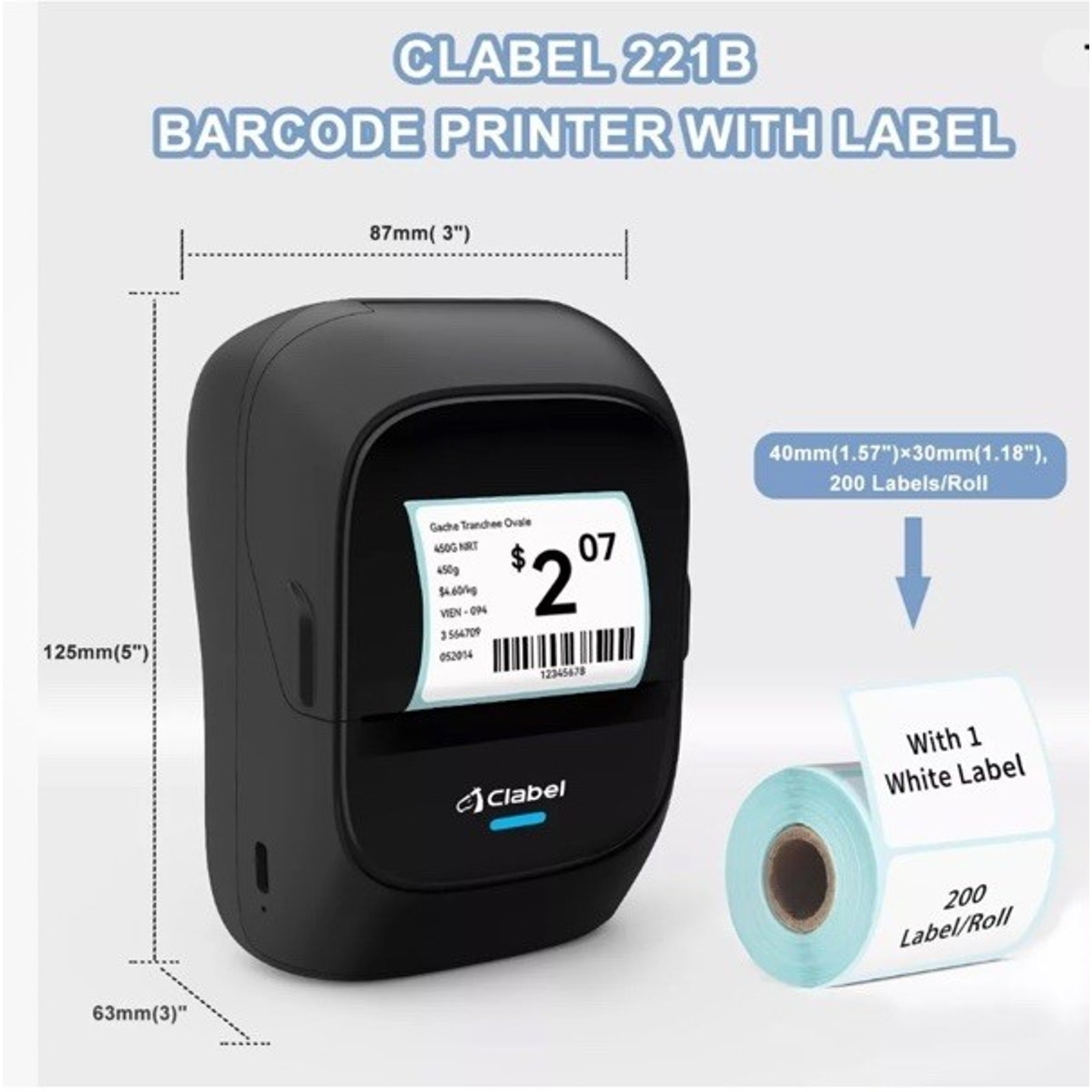 Thermal Portable Bluetooth Label Maker Machine App Templates Labels Sz 78″-1.96″