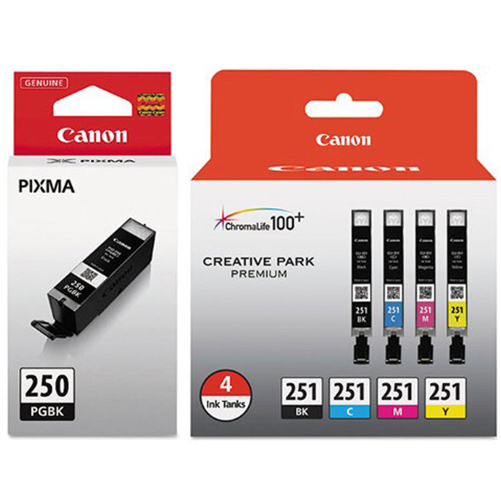 5pk Genuine Canon PGI-250/CLI-251 Ink MG6320 MG7120 iP8720 iX6820