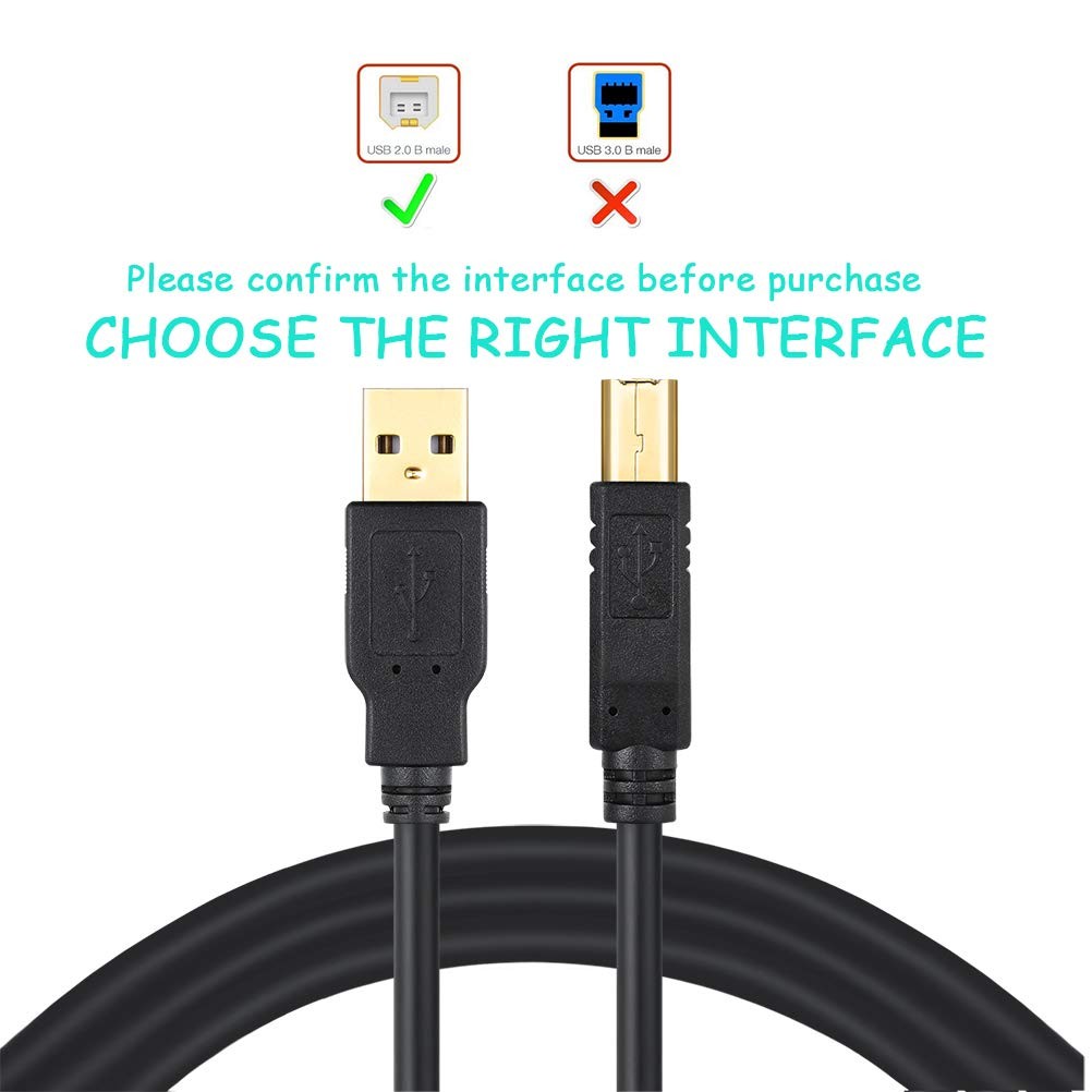XBOHJOE USB Printer Cable 20FT 2.0 Type A Male to B 20FT, Black