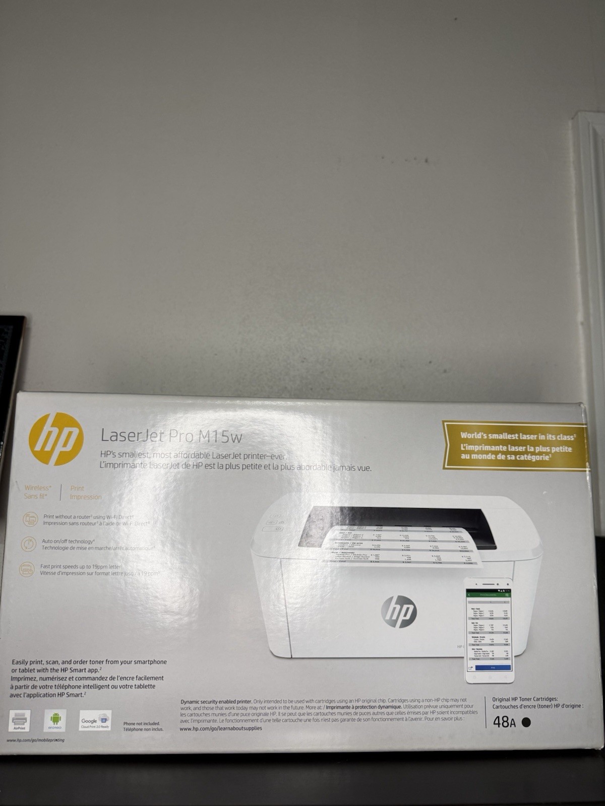 HP LaserJet Pro M15w Wireless Laser Printer Portable 19ppm Black & White A4